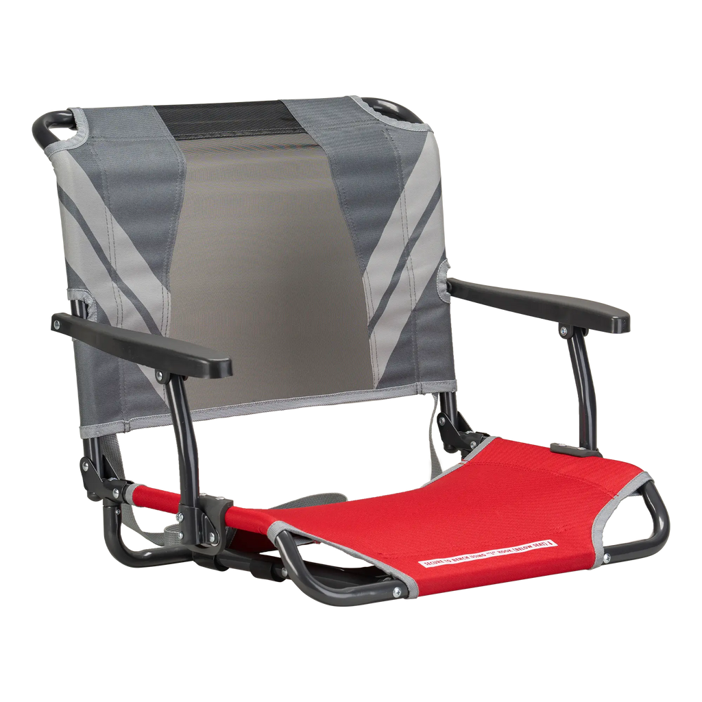 Ultra-Lightweight Big Comfort Stadium Chair with Armrests - Choice 465 - Ergonomic Portable Stadium Seat for Sports Events - Red/Gray