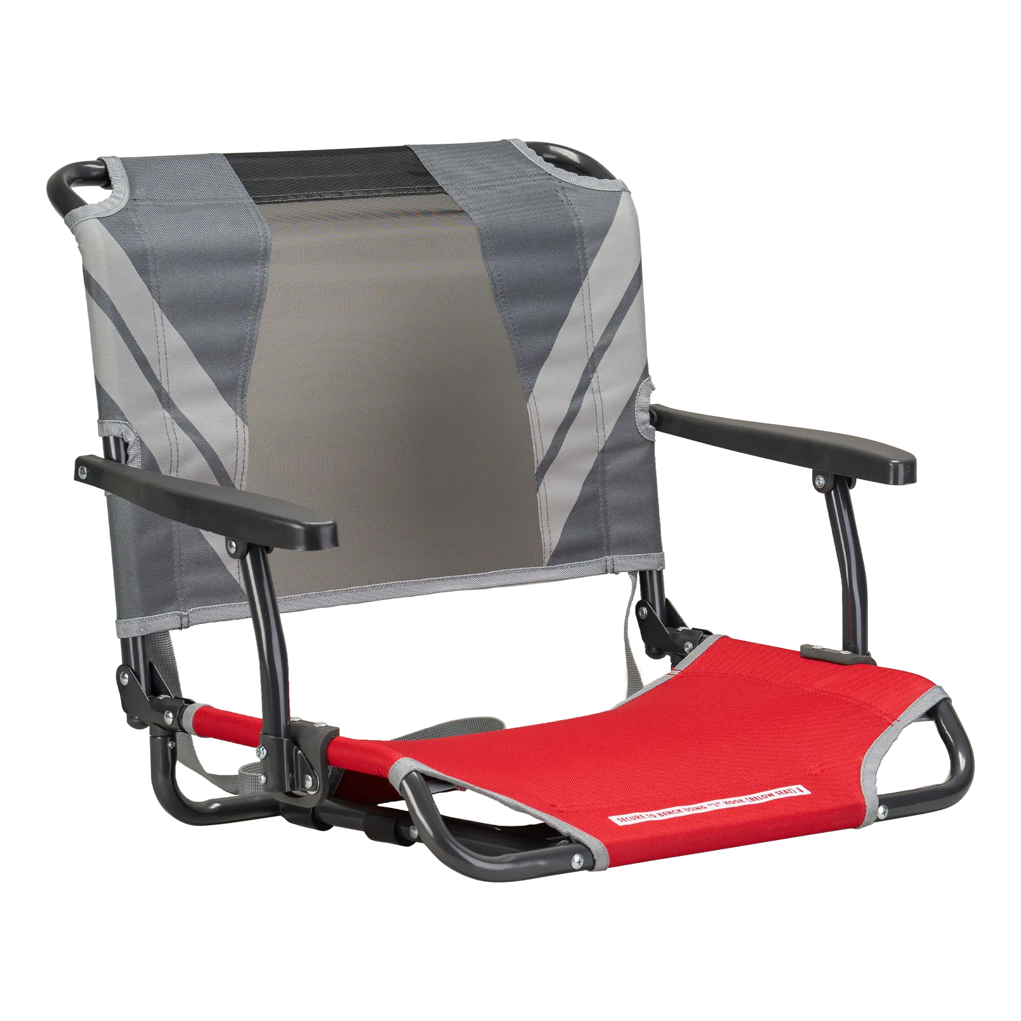 Ultra-Lightweight Big Comfort Stadium Chair with Armrests - Choice 465 - Ergonomic Portable Stadium Seat for Sports Events - Red/Gray