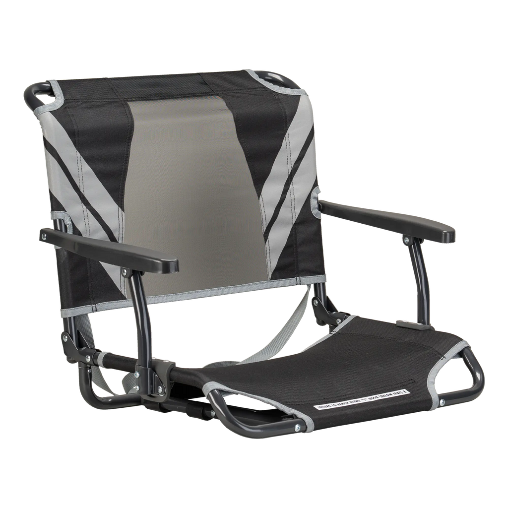 Ultra-Lightweight Big Comfort Stadium Chair with Armrests - Choice 465 - Ergonomic Portable Stadium Seat for Sports Events - Black/Gray