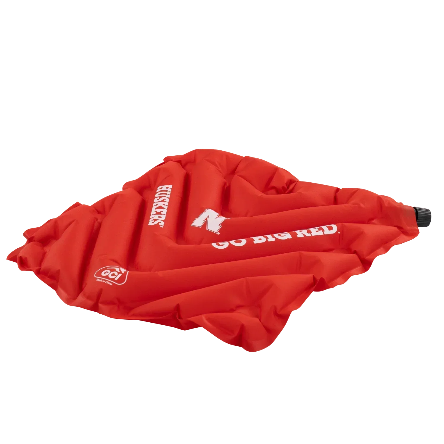 Secure-Hook College V Seat Inflatable Stadium Cushion - Nebraska Cornhuskers - Choice 277 - Lightweight Folding Bleacher Chair with Cushioning Detail