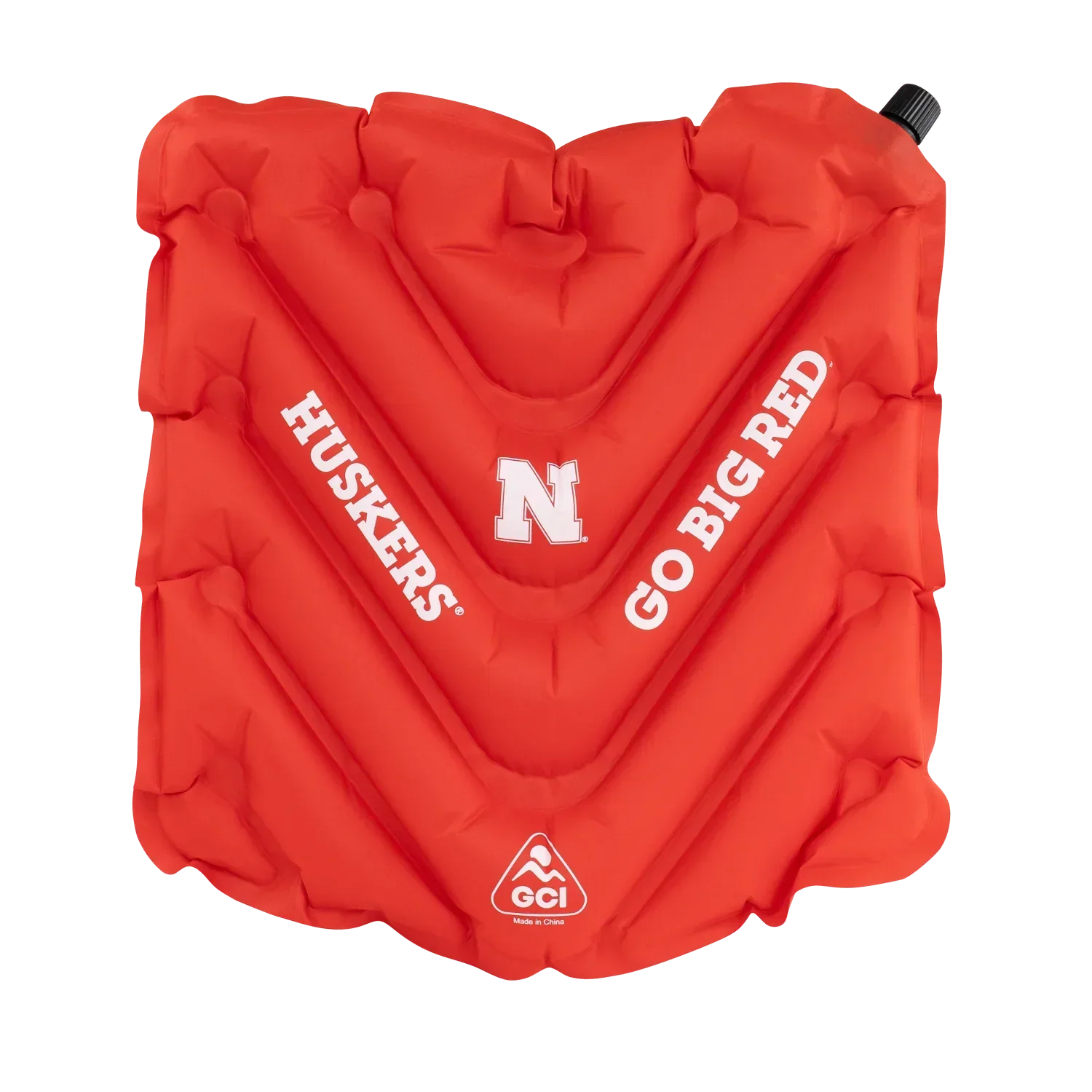 Secure-Hook College V Seat Inflatable Stadium Cushion - Nebraska Cornhuskers - Choice 277 - Lightweight Folding Bleacher Chair with Cushioning - Default Title