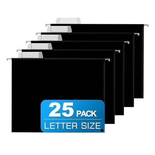 Eco-Friendly 25 Packs Hanging File Folders,Black Letter Size File Folder,Designed for for Daily Use