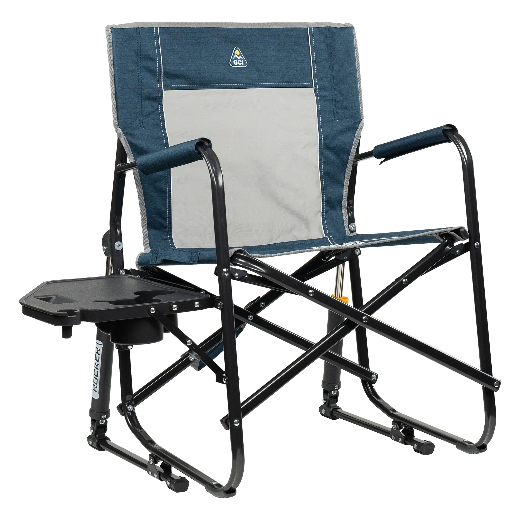 Smooth Motion Freestyle Rocker with Side Table - Choice 853 - RoadTrip Rocker Smooth Motion Camp Chair - Heathered Indigo