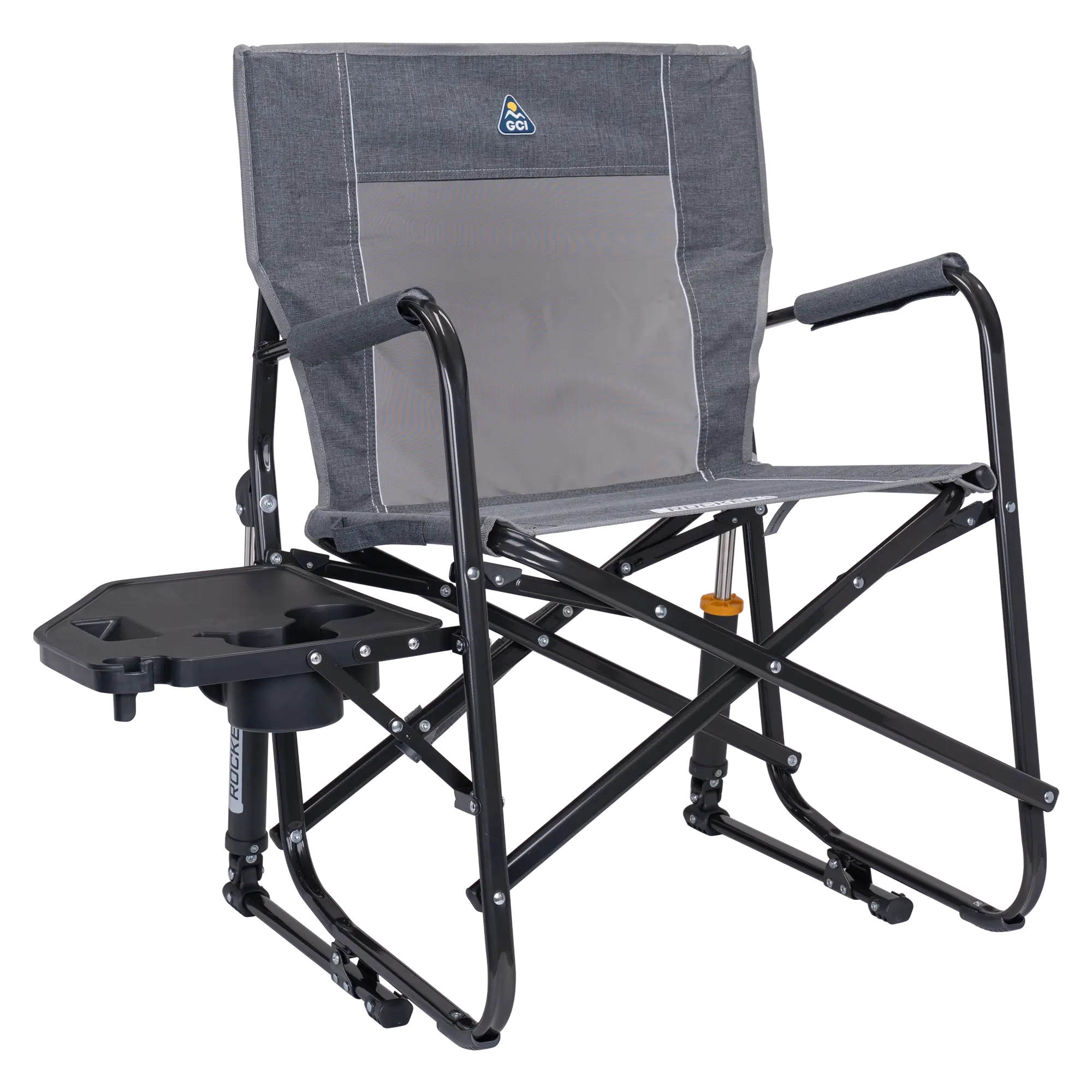 Smooth Motion Freestyle Rocker with Side Table - Choice 853 - RoadTrip Rocker Smooth Motion Camp Chair - Heathered Pewter