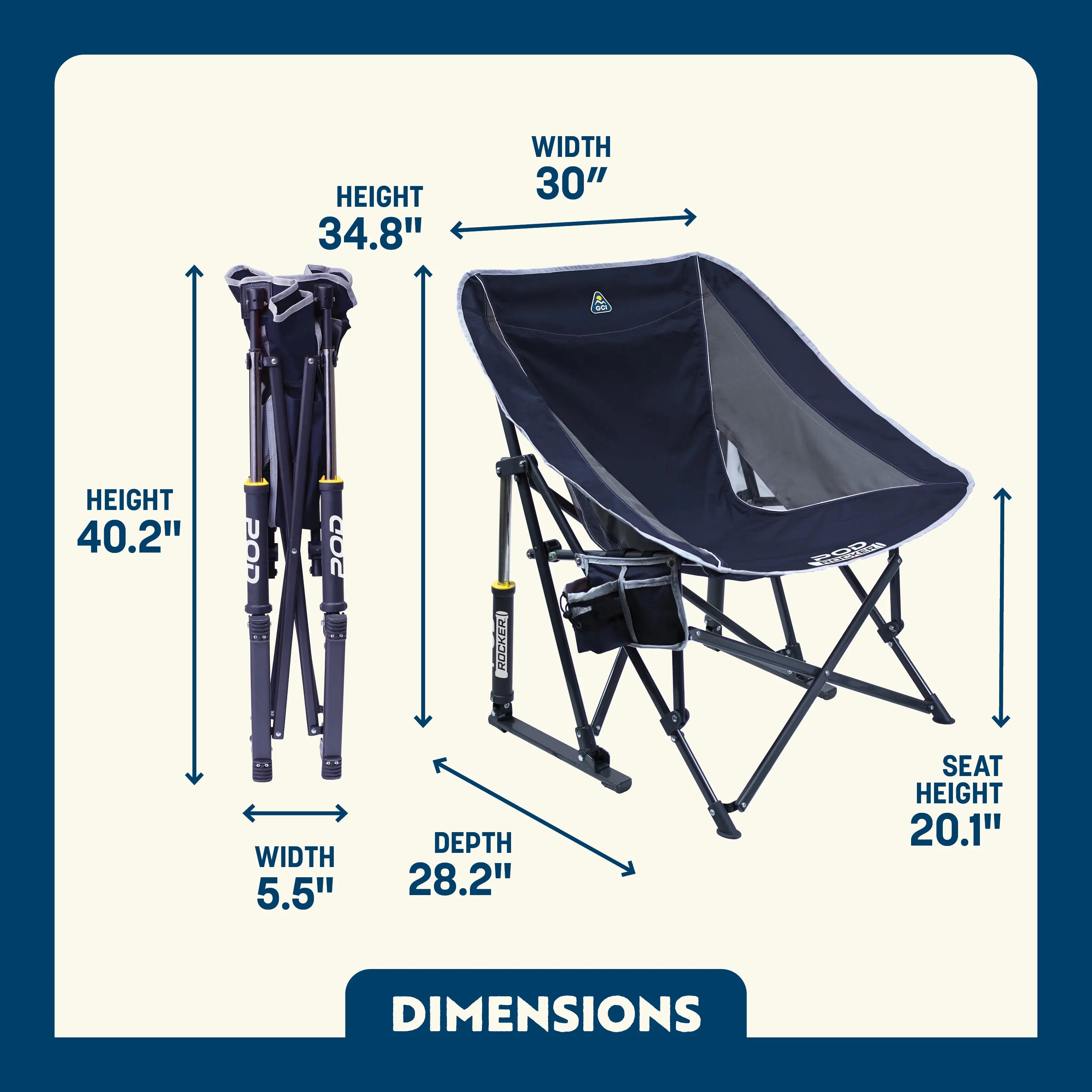 Premium All-Weather Pod Rocker - Choice 933 - Freestyle Rocker Portable Outdoor Folding Chair Detail