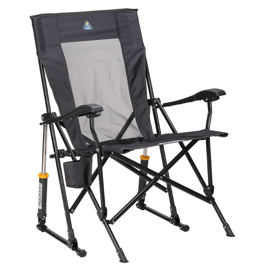 Heavy-Duty Freestyle RoadTrip Rocker - Choice 855 - Heavy-Duty Kickback Rocker with Beverage Holder - Dark Charcoal