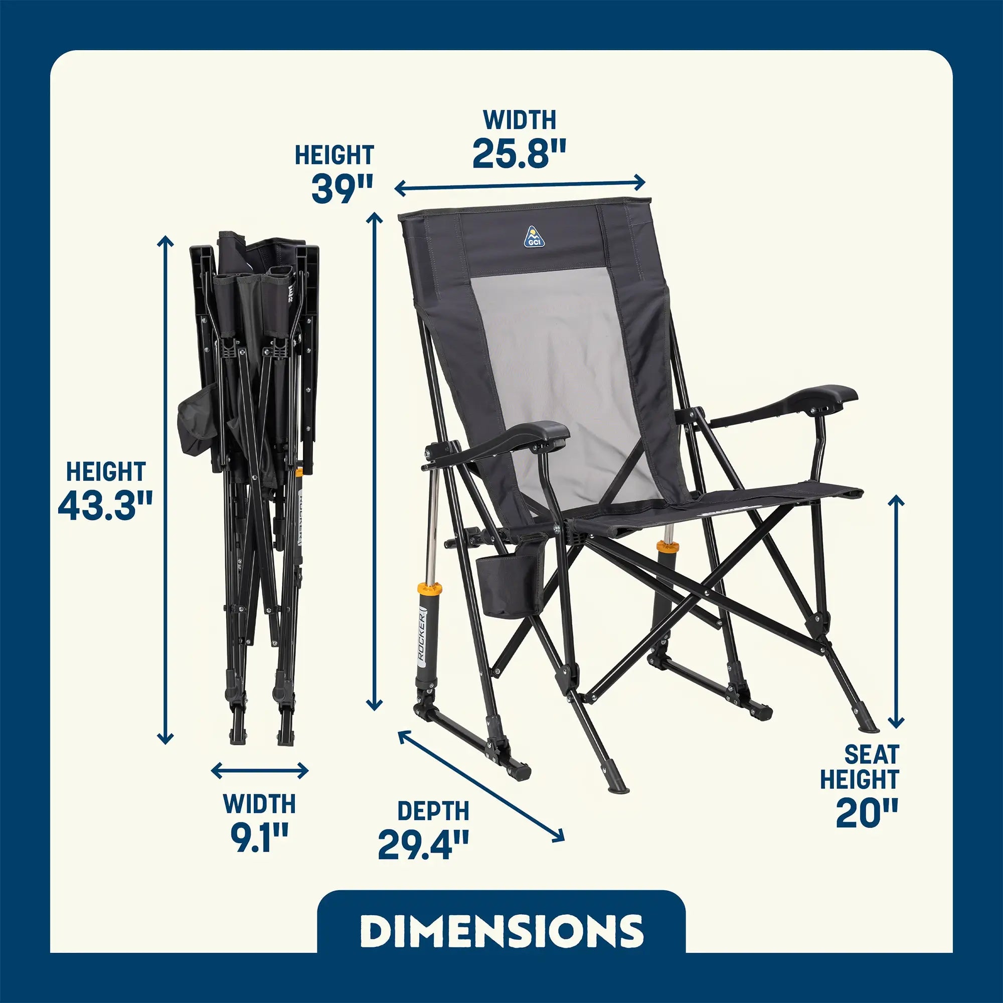 Heavy-Duty Freestyle RoadTrip Rocker - Choice 855 - Heavy-Duty Kickback Rocker with Beverage Holder Detail