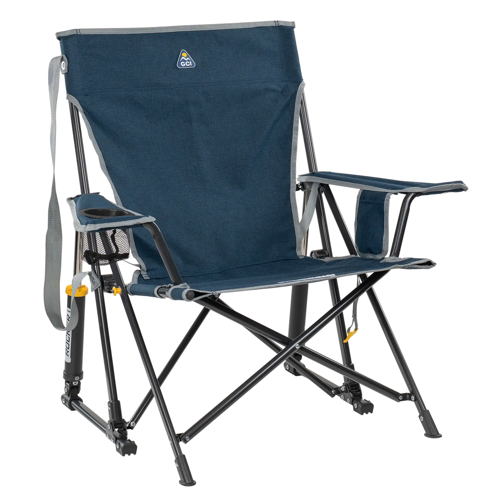 Patented Spring-Action Kickback Rocker - Choice 345 - Patented Spring-Action Rocking Chair for Camping - Heathered Indigo