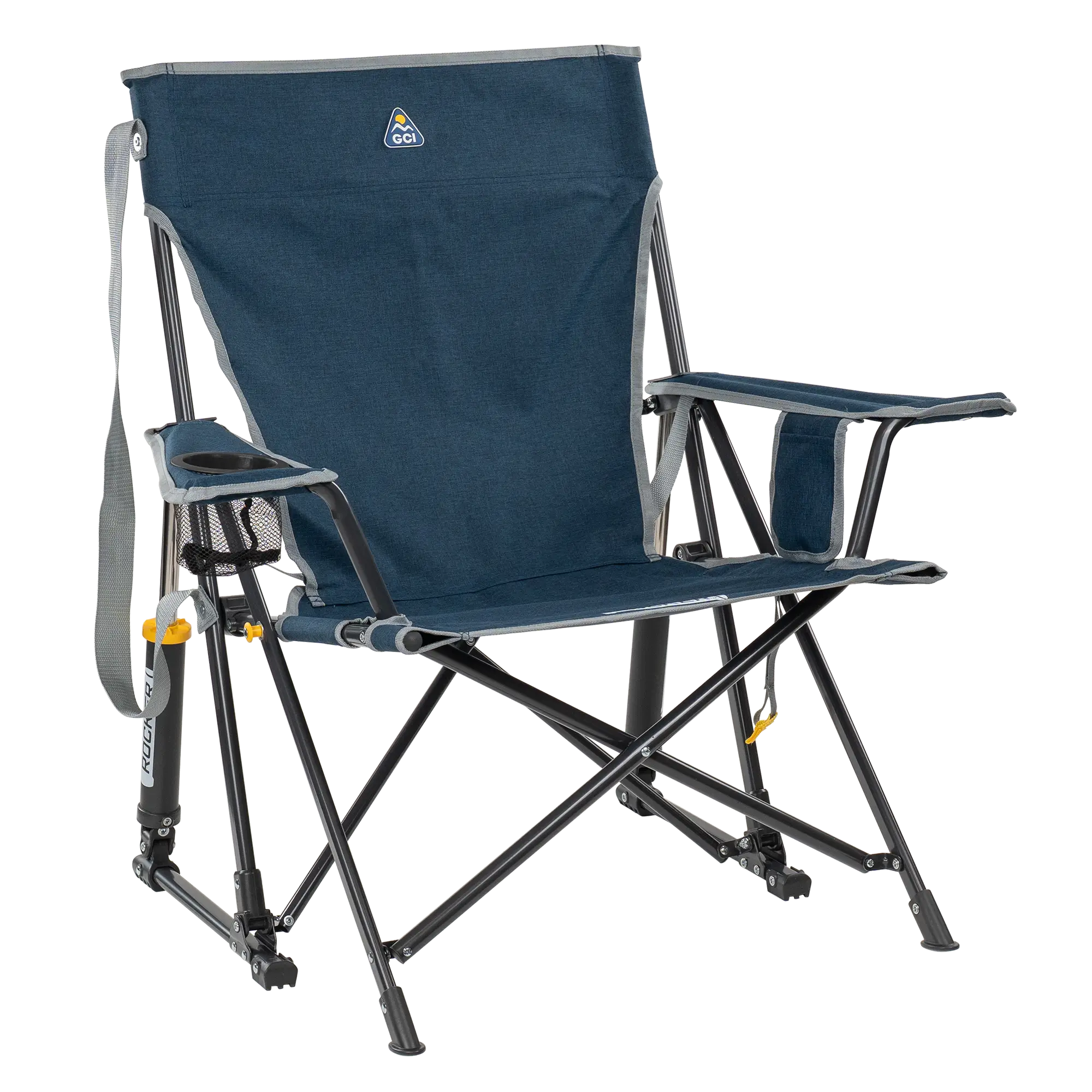 Patented Spring-Action Kickback Rocker - Choice 345 - Patented Spring-Action Rocking Chair for Camping - Heathered Indigo