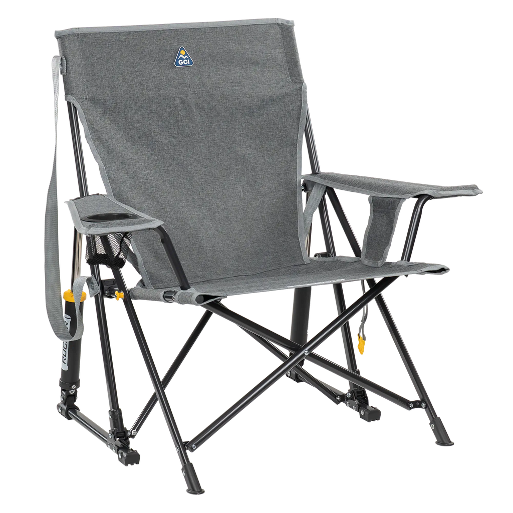 Patented Spring-Action Kickback Rocker - Choice 345 - Patented Spring-Action Rocking Chair for Camping - Heathered Pewter