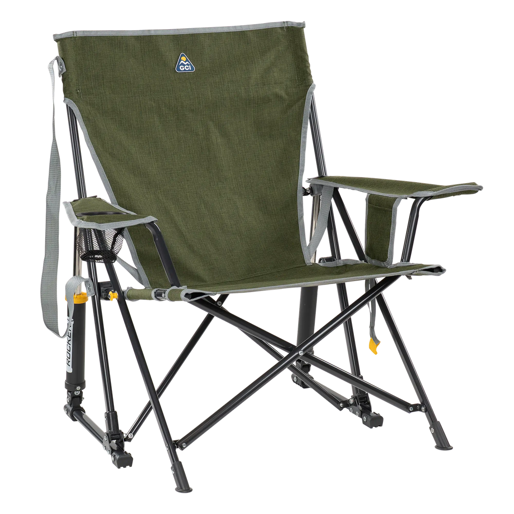 Patented Spring-Action Kickback Rocker - Choice 345 - Patented Spring-Action Rocking Chair for Camping - Heathered Loden