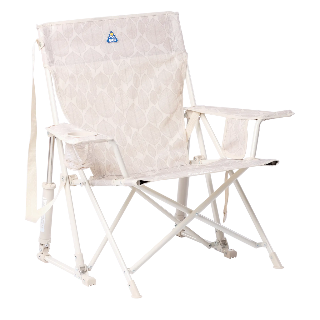 Patented Spring-Action Kickback Rocker - Choice 345 - Patented Spring-Action Rocking Chair for Camping - Soft Neutral Leaf