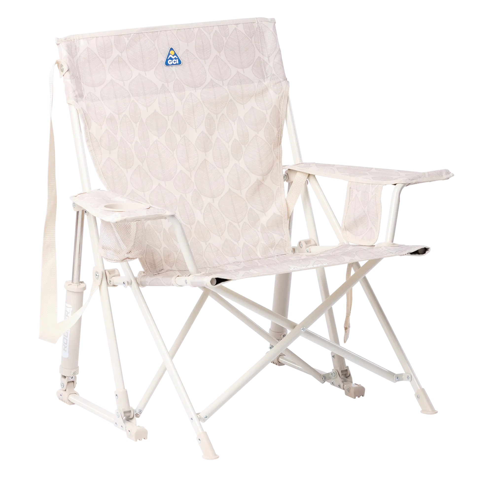 Patented Spring-Action Kickback Rocker - Choice 345 - Patented Spring-Action Rocking Chair for Camping - Soft Neutral Leaf