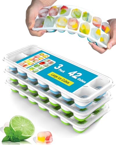 Smart Home 3 Pack Ice Cube Trays with Lid for for Daily Use