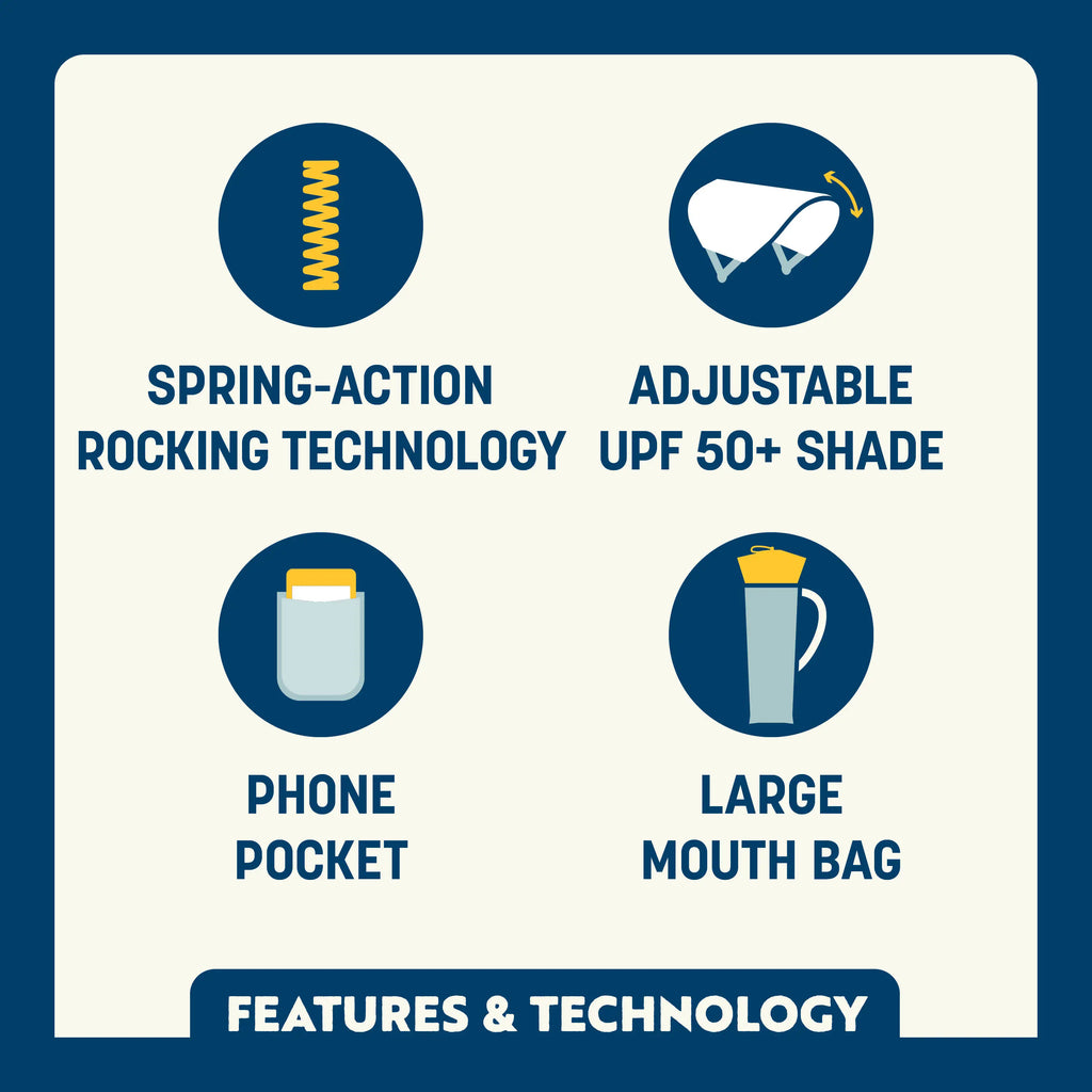 Heavy-Duty Freestyle SunShade Rocker - Choice 550 - Patented Spring-Action Rocking Chair for Camping Detail