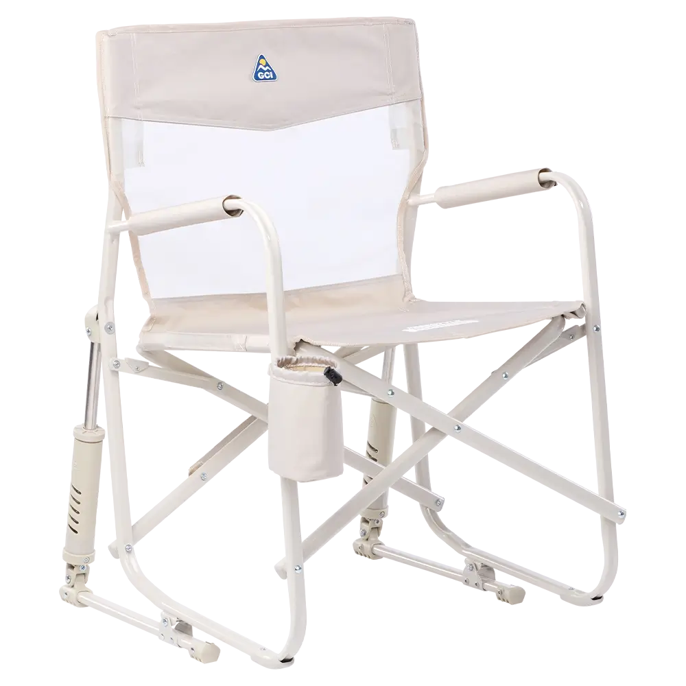 Luxury Camp Freestyle Rocker Elite - Choice 460 - Freestyle Rocker Portable Outdoor Folding Chair - Soft Neutral