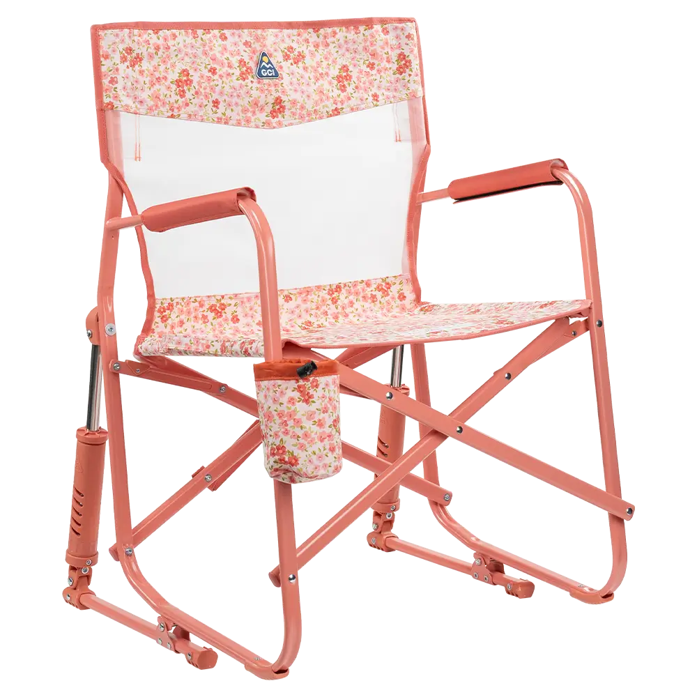Luxury Camp Freestyle Rocker Elite - Choice 460 - Freestyle Rocker Portable Outdoor Folding Chair - Pink Sundress