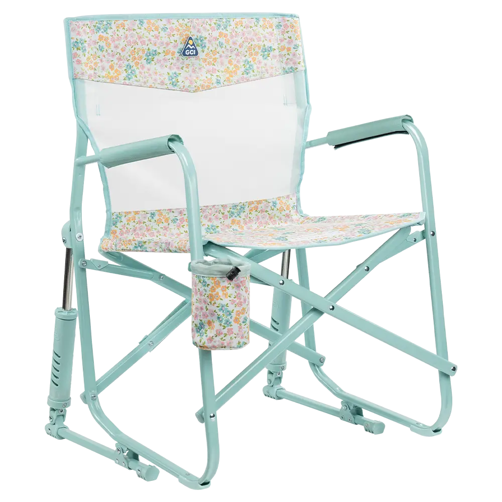 Luxury Camp Freestyle Rocker Elite - Choice 460 - Freestyle Rocker Portable Outdoor Folding Chair - Teal Sundress