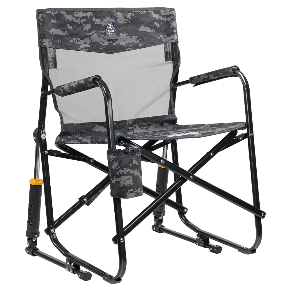 Luxury Camp Freestyle Rocker Elite - Choice 460 - Freestyle Rocker Portable Outdoor Folding Chair - Cool Gray Camo