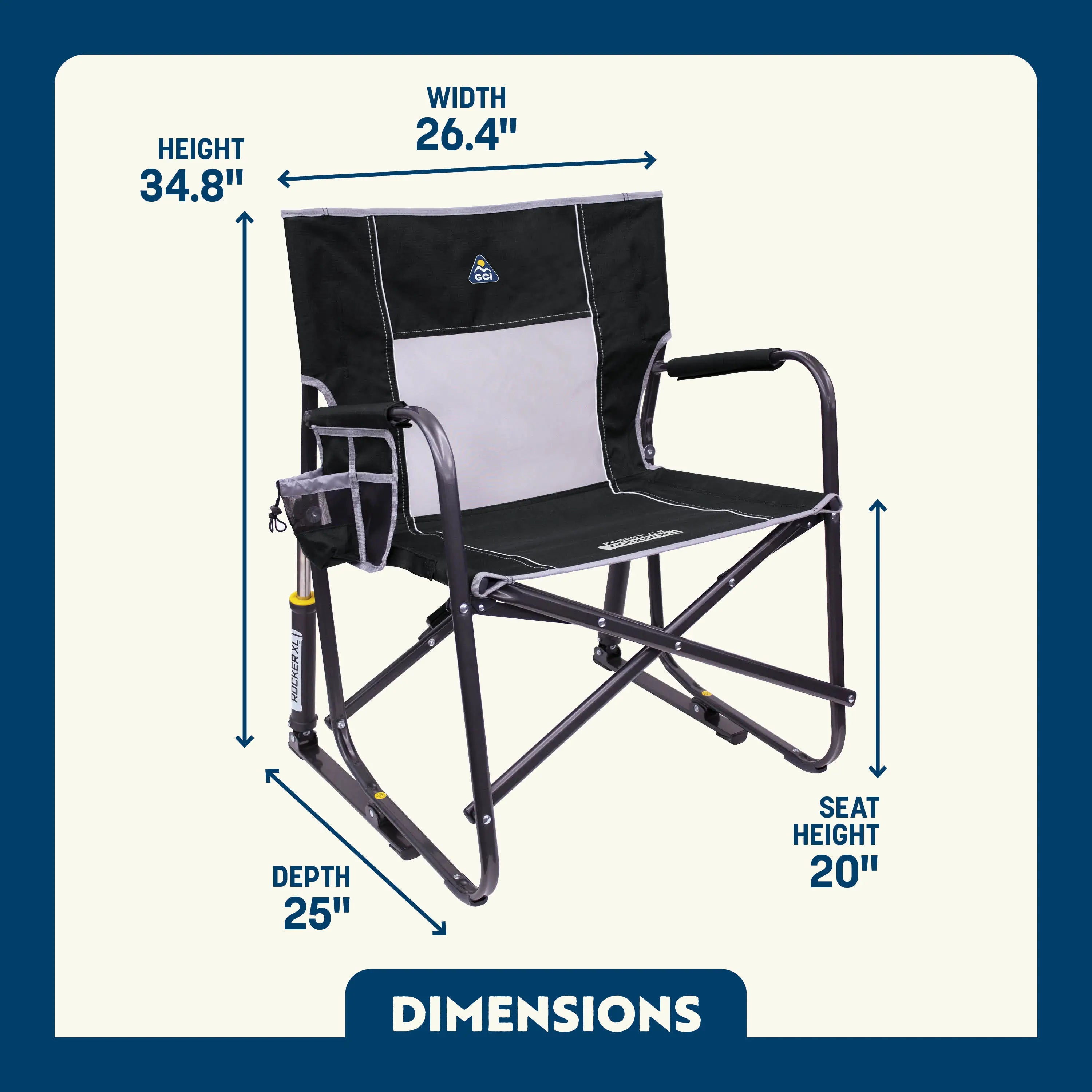 Luxury Camp Freestyle Rocker XL - Choice 552 - Patented Spring-Action Rocking Chair for Camping Detail