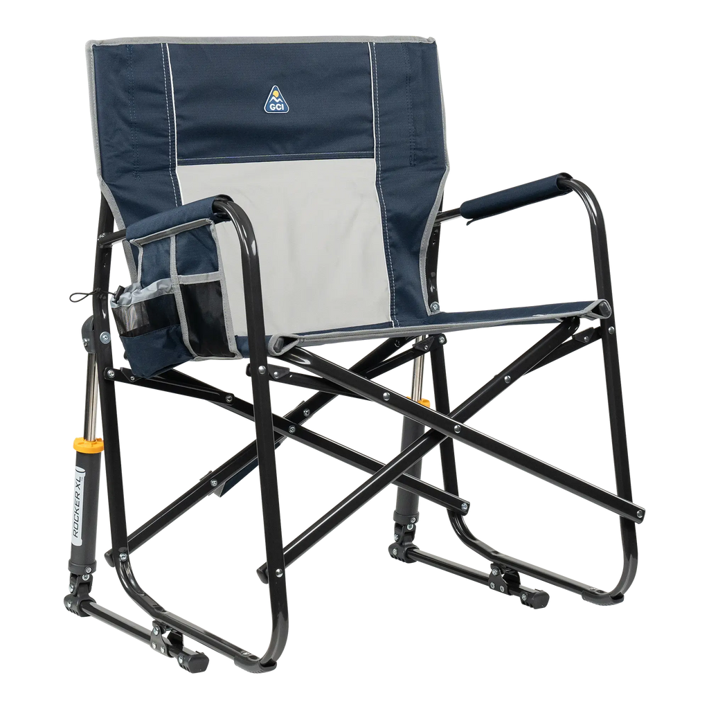 Luxury Camp Freestyle Rocker XL - Choice 552 - Patented Spring-Action Rocking Chair for Camping - Indigo