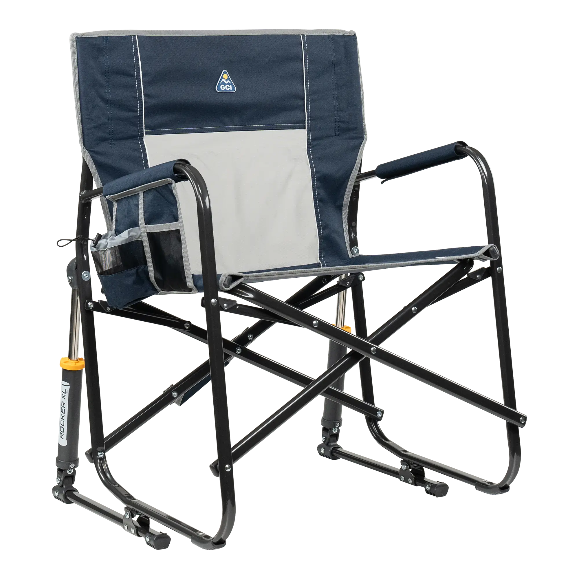 Luxury Camp Freestyle Rocker XL - Choice 552 - Patented Spring-Action Rocking Chair for Camping - Indigo