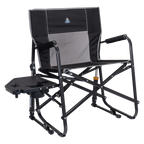 Luxury Camp Freestyle Rocker XL with Side Table - Choice 836 - Freestyle Rocker Portable Outdoor Folding Chair - Black