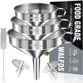 Classic Stainless Steel Funnel, Walfos 3 Pack Kitchen for Daily Use