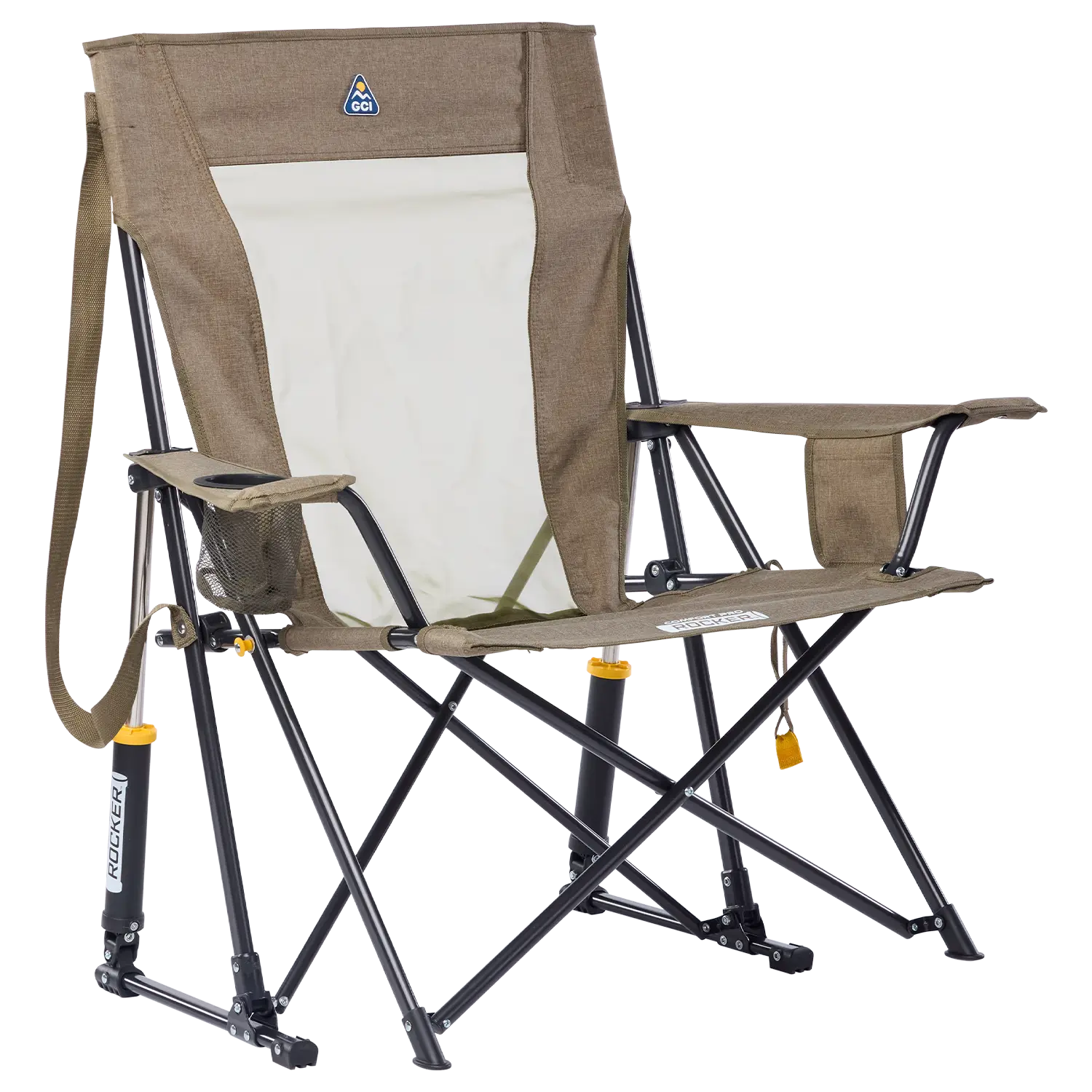Patented Spring-Action Comfort Pro Rocker XL - Choice 107 - Freestyle Rocker Portable Outdoor Folding Chair - Heathered Aged Fatigue