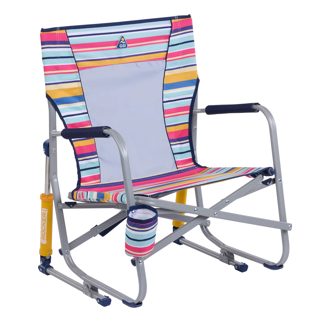 Luxury Camp Beach Rocker - Choice 712 - Patented Spring-Action Rocking Chair for Camping - Multi Stripe