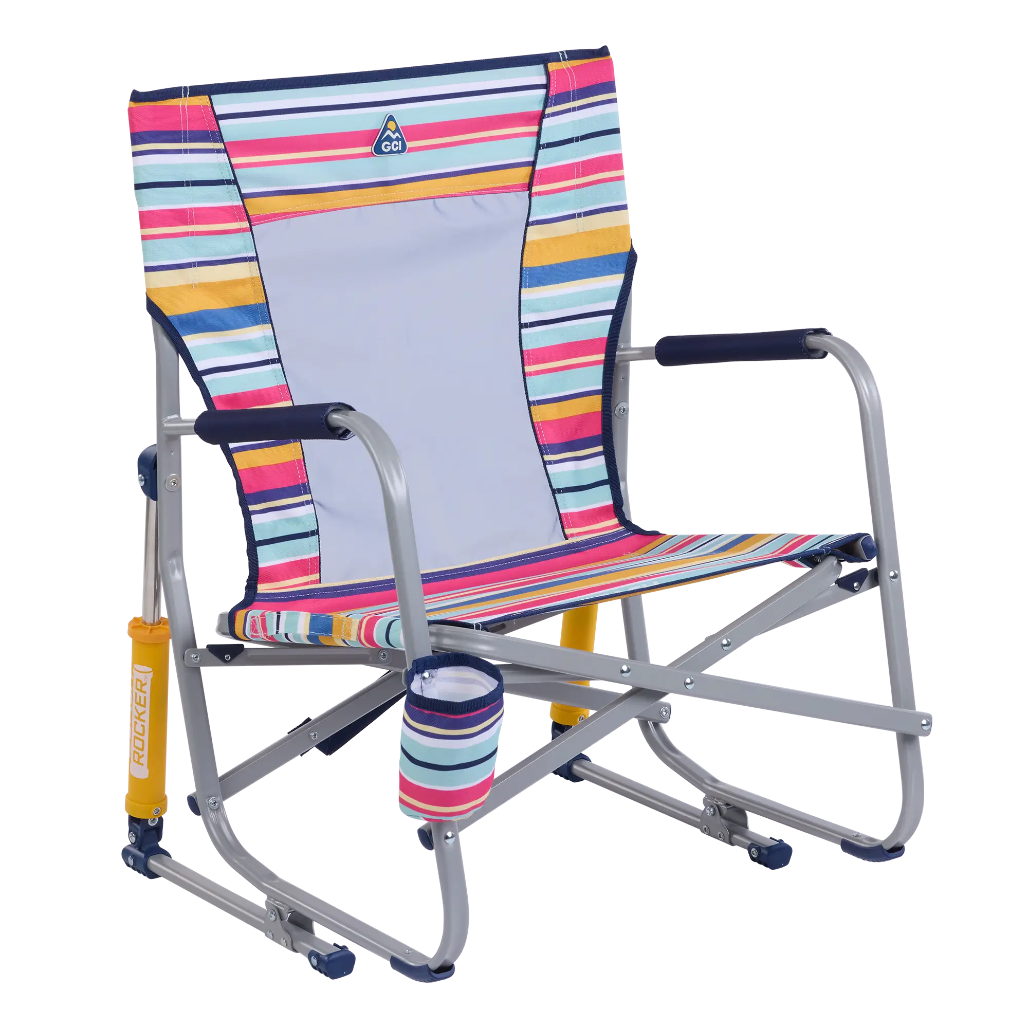 Luxury Camp Beach Rocker - Choice 712 - Patented Spring-Action Rocking Chair for Camping - Multi Stripe