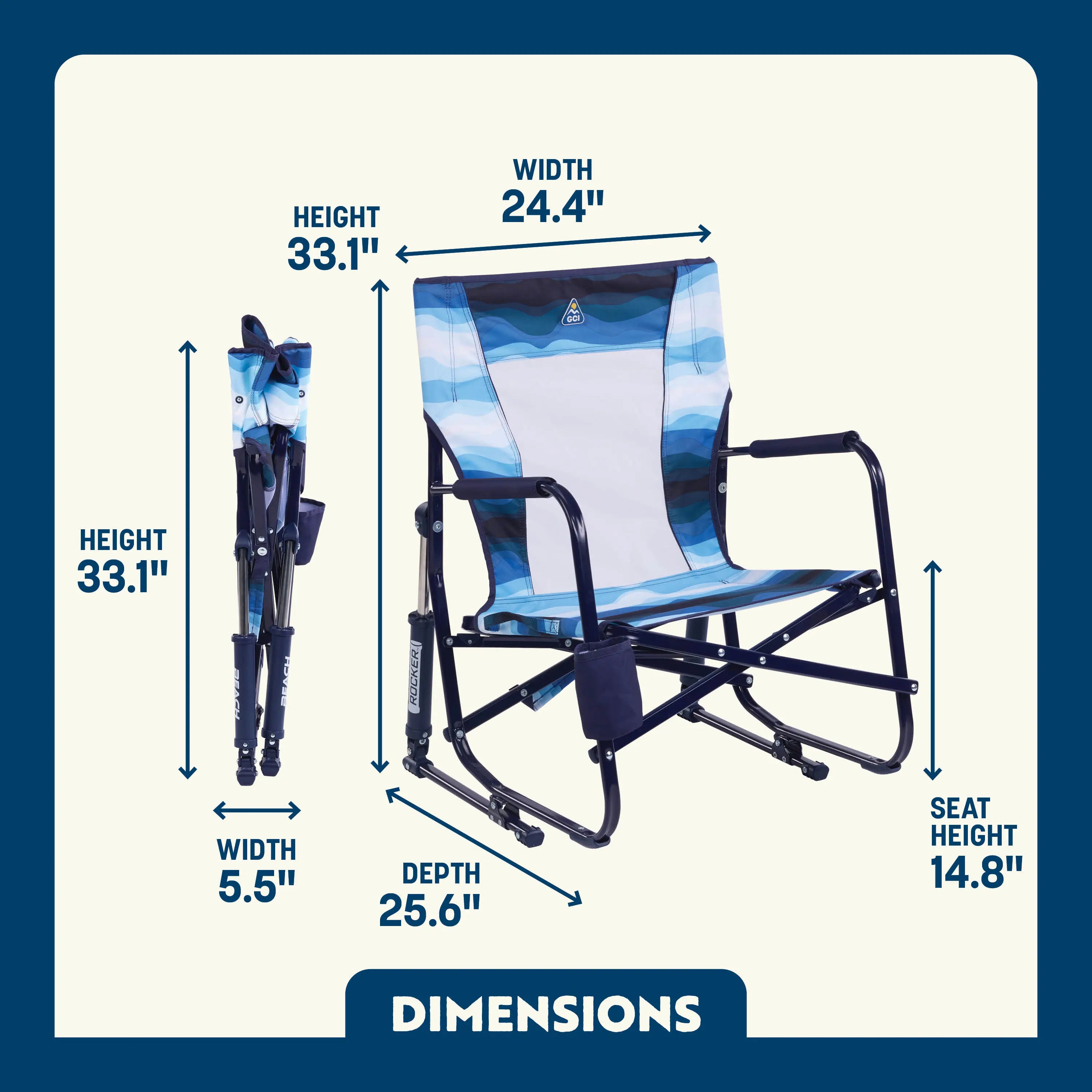 Luxury Camp Beach Rocker - Choice 712 - Patented Spring-Action Rocking Chair for Camping Detail