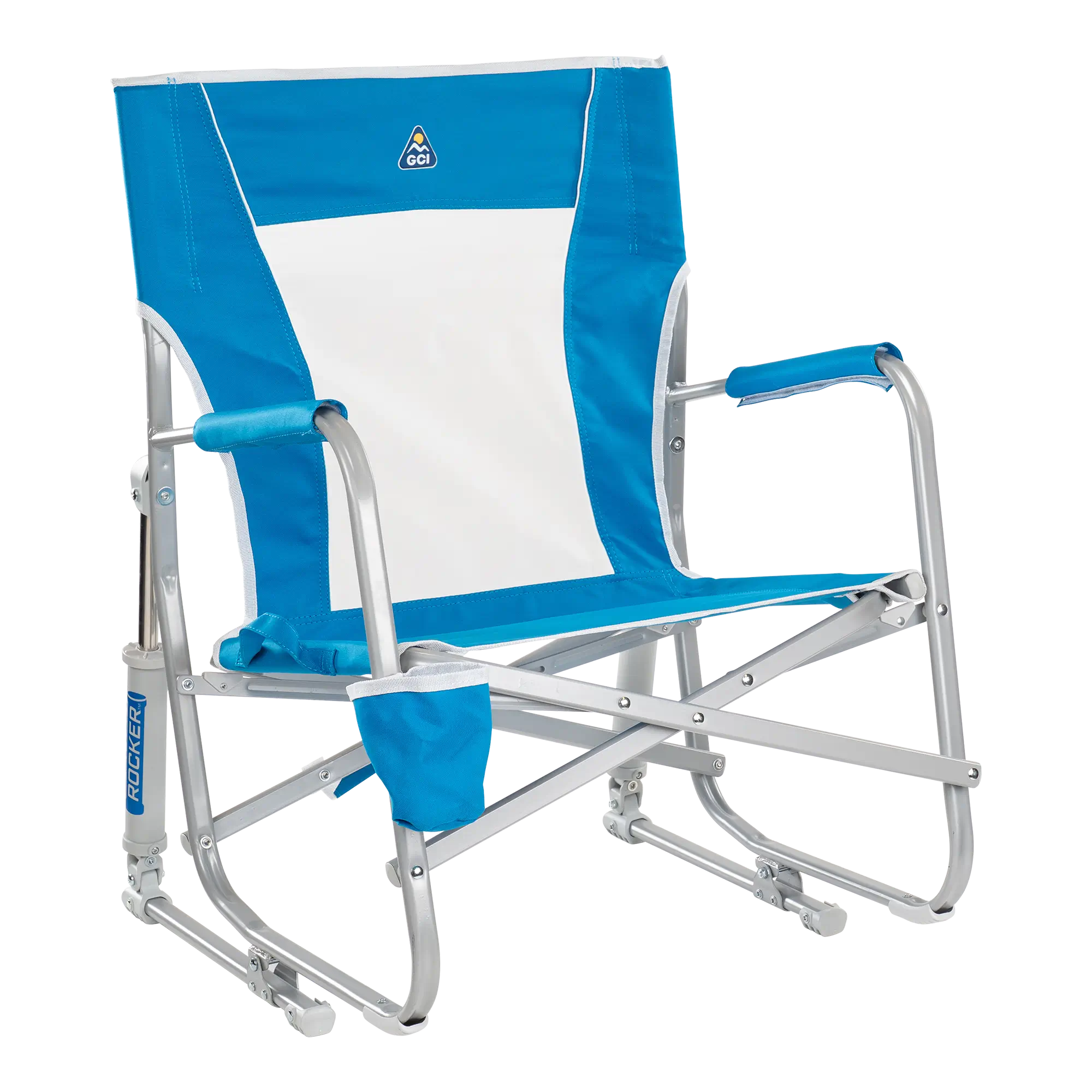 Luxury Camp Beach Rocker - Choice 712 - Patented Spring-Action Rocking Chair for Camping - Saybrook Blue