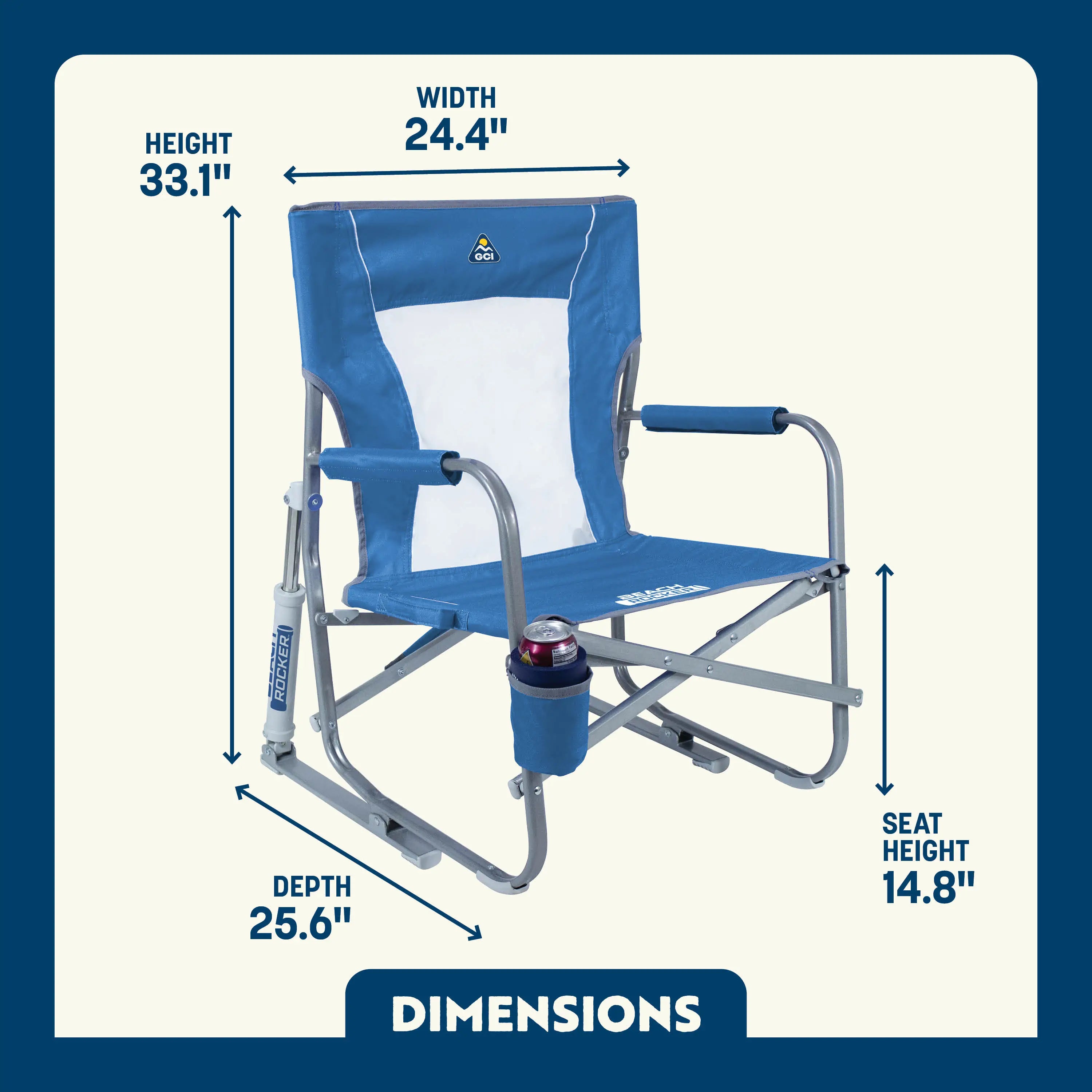 Premium All-Weather Beach Rocker Bundle - Choice 773 - Patented Spring-Action Rocking Chair for Camping Detail