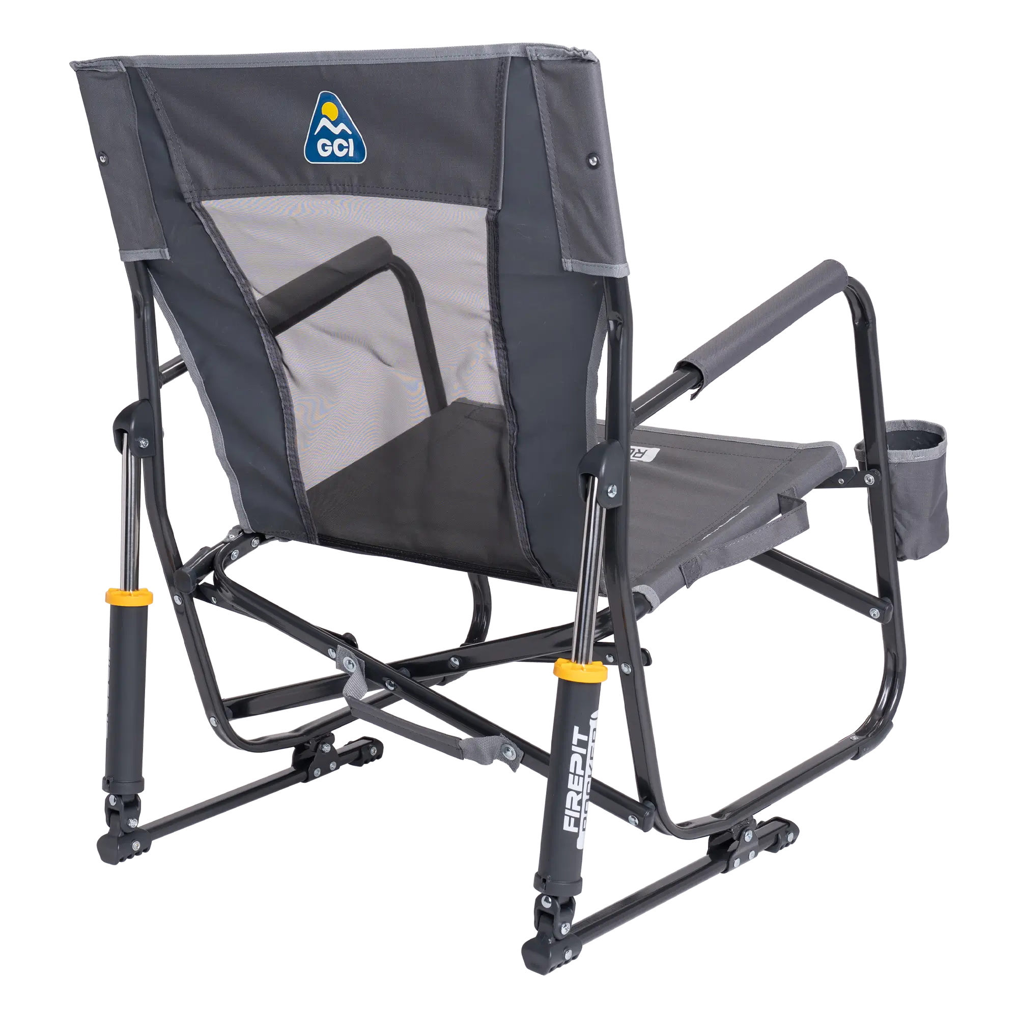 Luxury Camp FirePit Rocker - Choice 737 - Heavy-Duty Kickback Rocker with Beverage Holder Detail