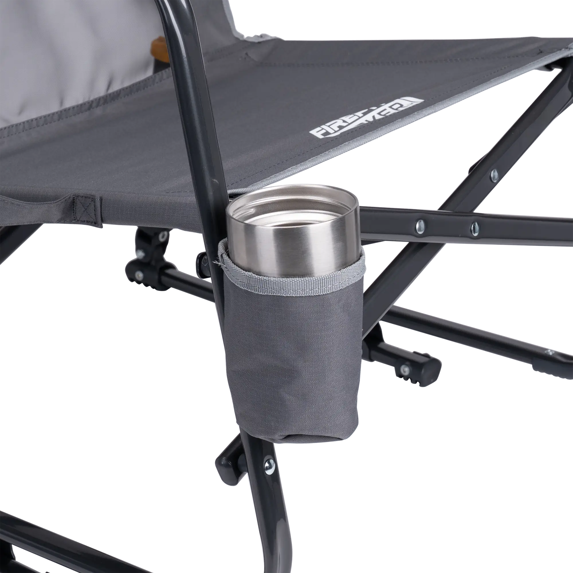 Luxury Camp FirePit Rocker - Choice 737 - Heavy-Duty Kickback Rocker with Beverage Holder Detail