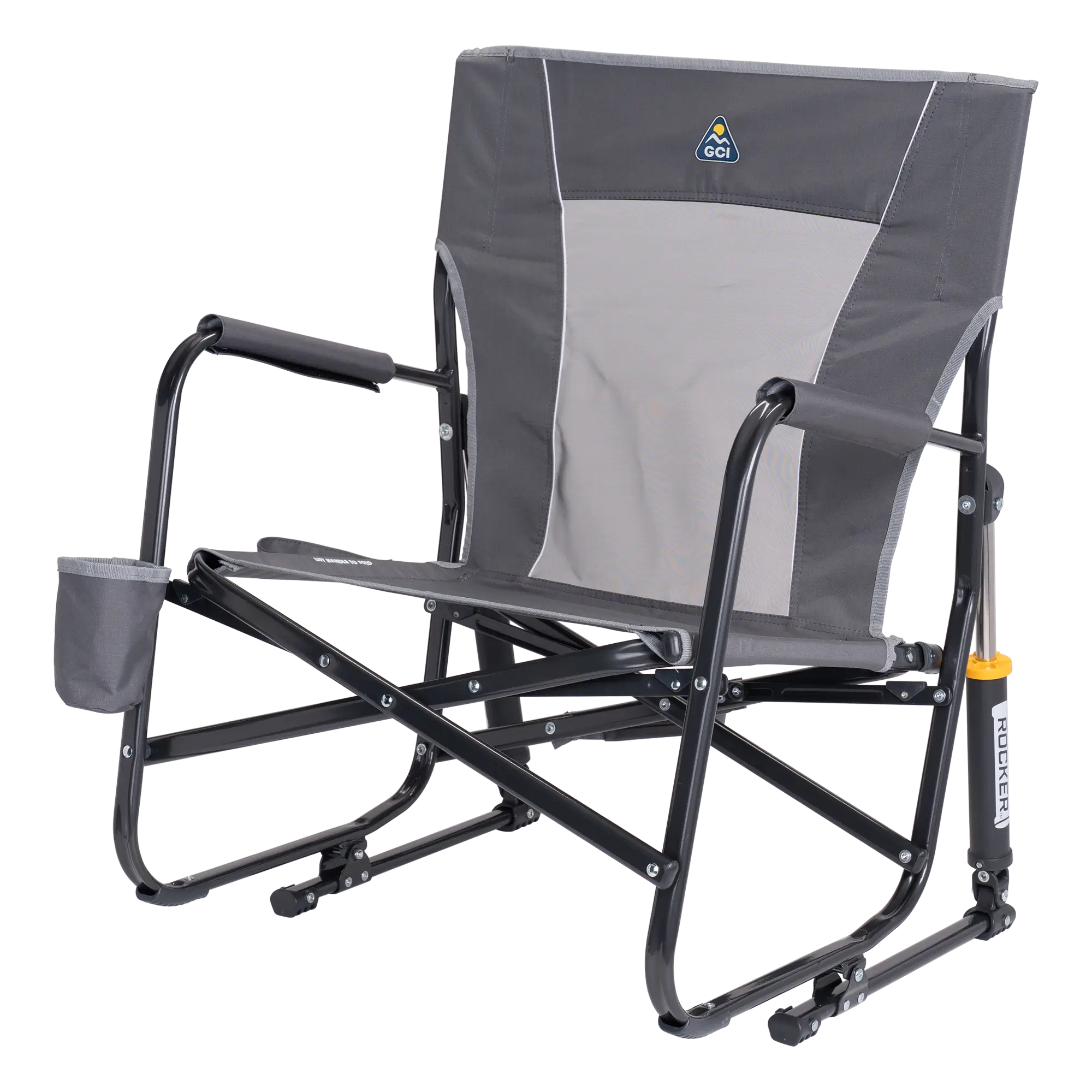 Luxury Camp FirePit Rocker - Choice 737 - Heavy-Duty Kickback Rocker with Beverage Holder Detail