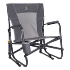 Luxury Camp FirePit Rocker - Choice 737 - Heavy-Duty Kickback Rocker with Beverage Holder - Pewter