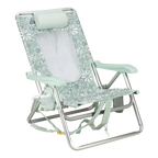 Rust-Resistant Aluminum Backpack Beach Chair - Choice 709 - Rust-Resistant Aluminum Sand-Friendly Lounge Chair - Floral Pastel Green