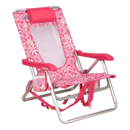 Rust-Resistant Aluminum Backpack Beach Chair - Choice 709 - Rust-Resistant Aluminum Sand-Friendly Lounge Chair - Floral Sport Pink
