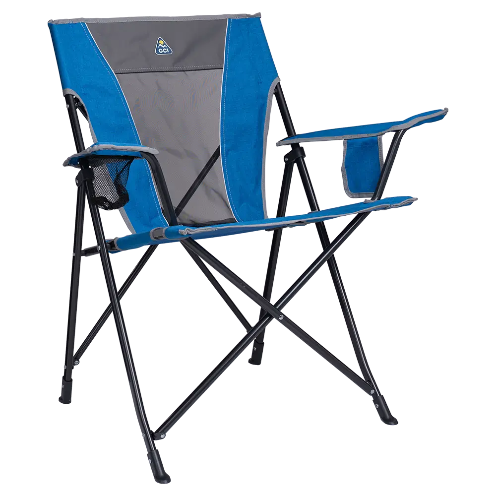 Space-Saving Pico Comfort Quad Chair - Choice 989 - Space-Saving Micro-Folding Chair for Backpacking - Heathered Royal