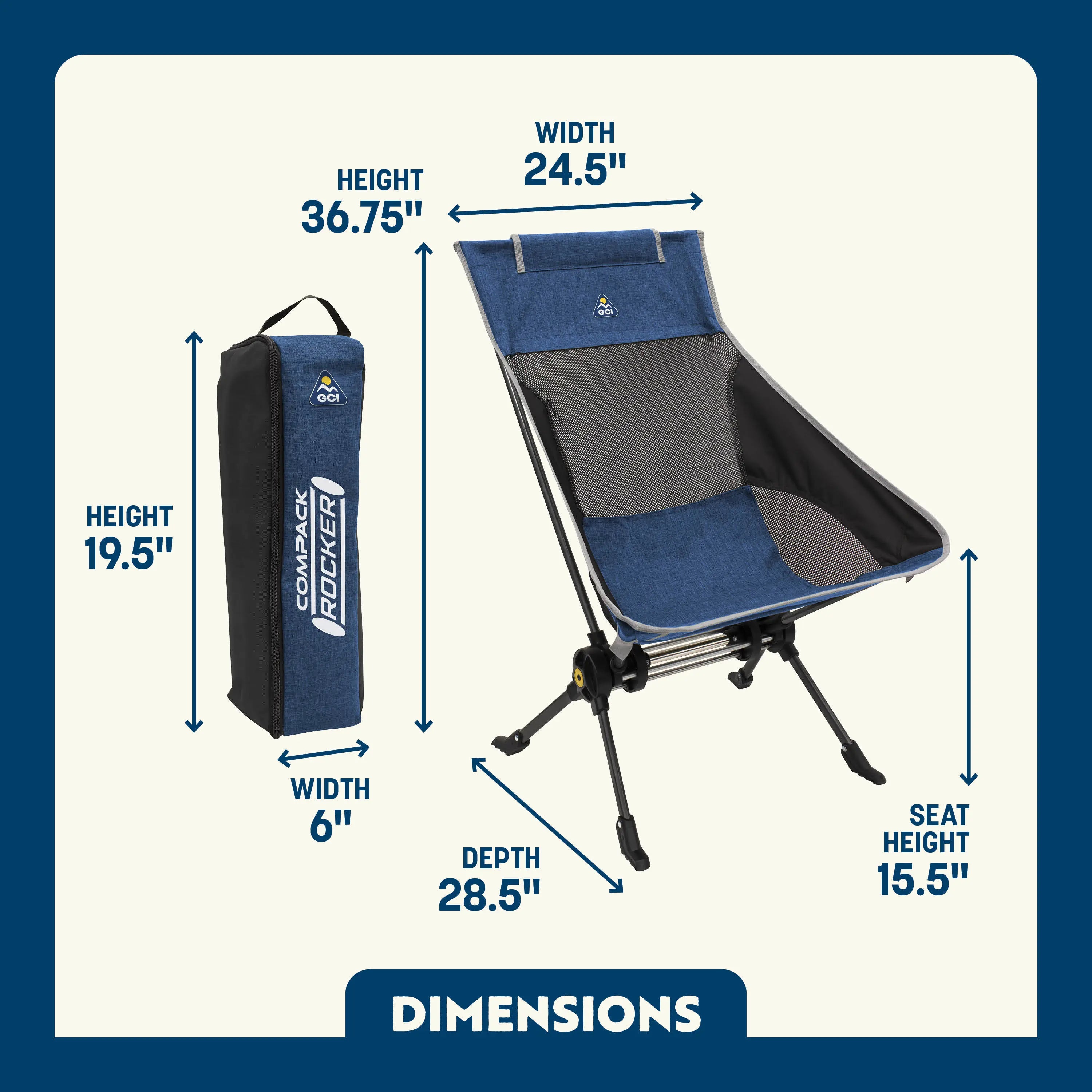 Patented Spring-Action ComPack Rocker - Choice 980 - Patented Spring-Action Rocking Chair for Camping Detail