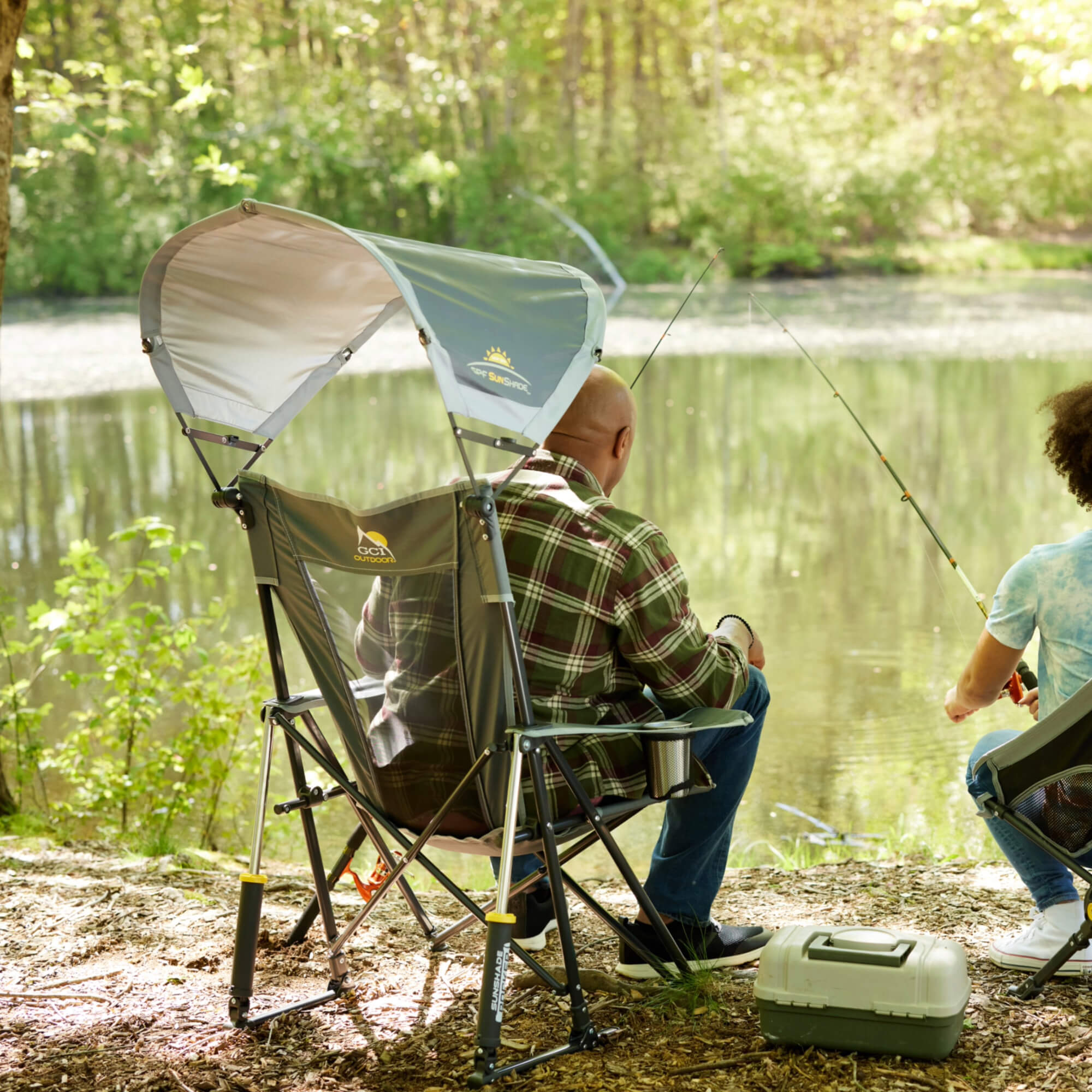 Heavy-Duty Freestyle SunShade Rocker - Choice 550 - Patented Spring-Action Rocking Chair for Camping Detail