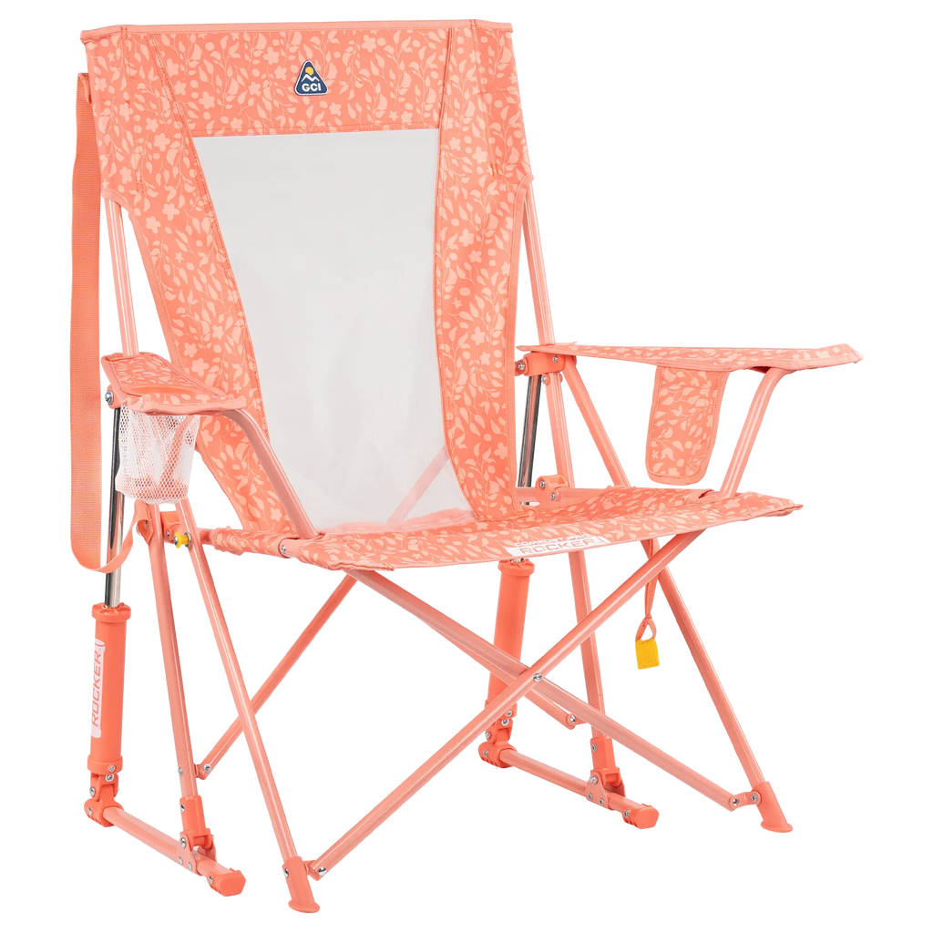 Smooth Motion Comfort Pro Rocker - Choice 375 - Patented Spring-Action Rocking Chair for Camping - Coral Garden