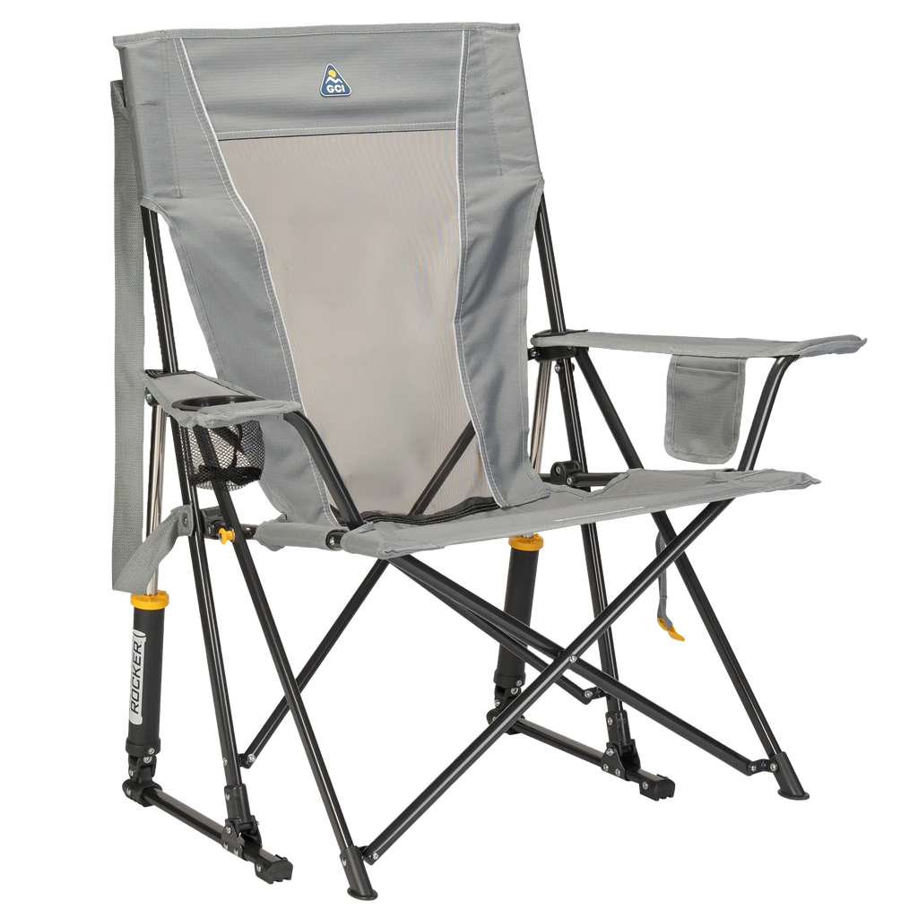 Smooth Motion Comfort Pro Rocker - Choice 375 - Patented Spring-Action Rocking Chair for Camping - Mercury Gray