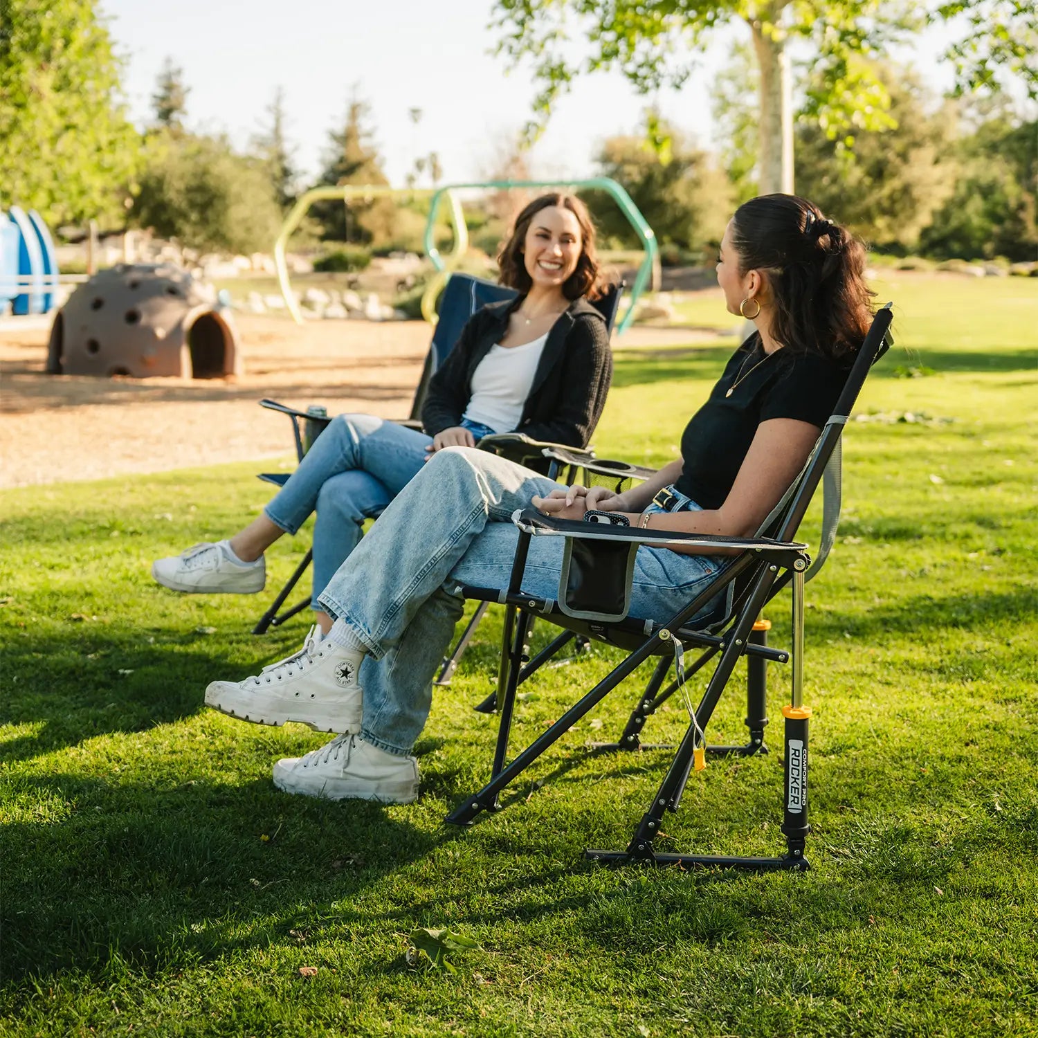 Smooth Motion Comfort Pro Rocker - Choice 375 - Patented Spring-Action Rocking Chair for Camping Detail