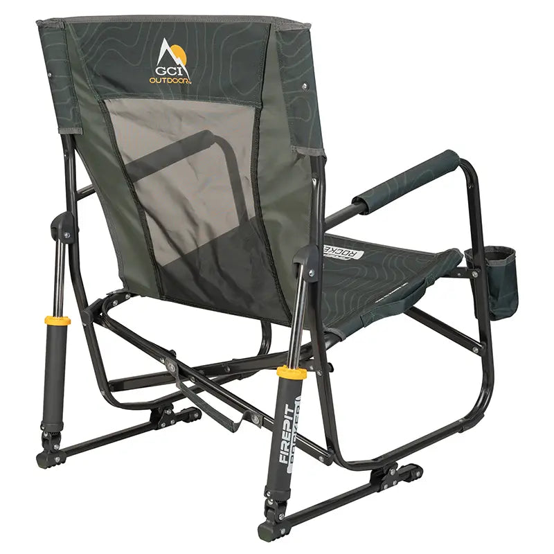 Luxury Camp FirePit Rocker - Choice 737 - Heavy-Duty Kickback Rocker with Beverage Holder Detail