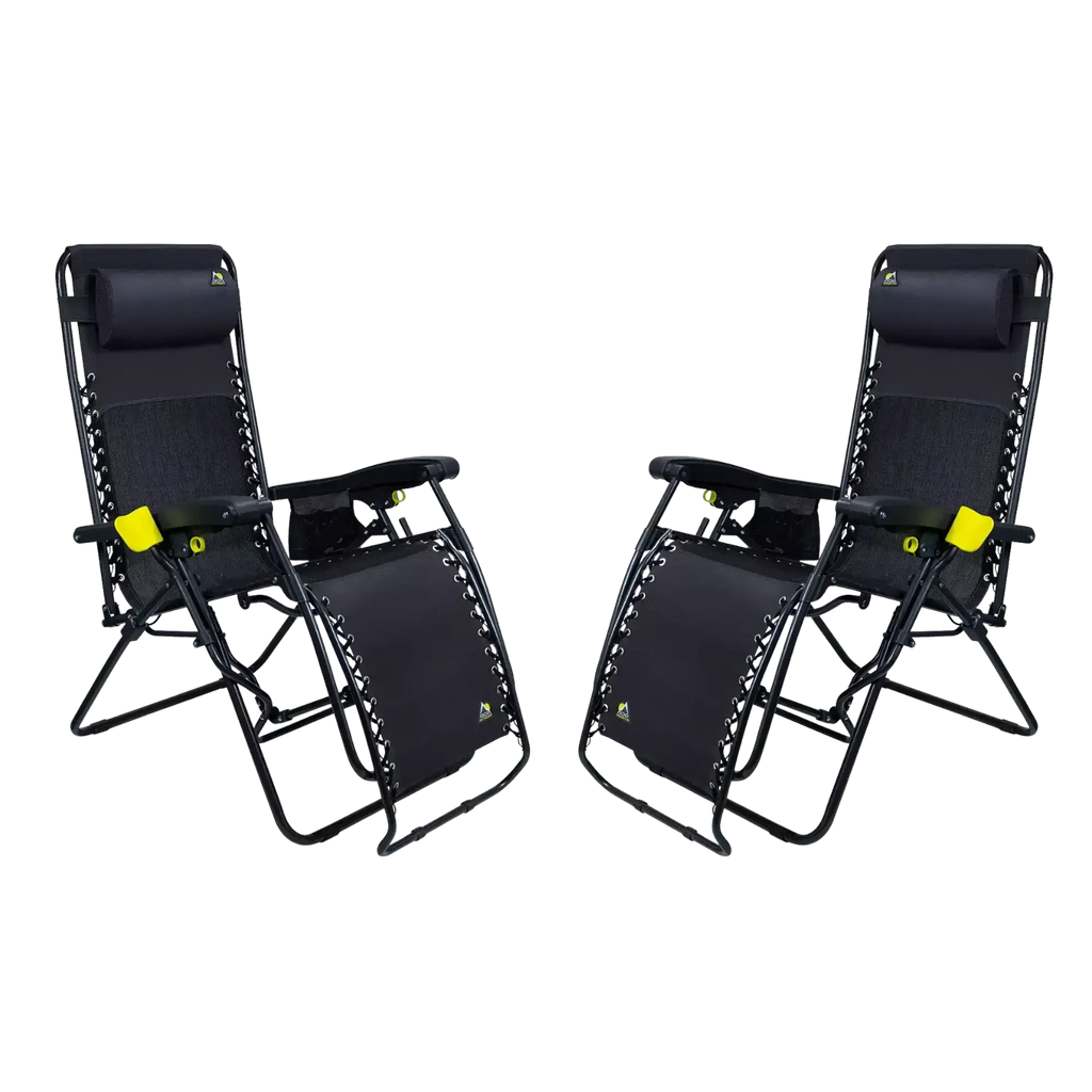 Reclining Beach Freeform Zero Gravity Lounger Bundle - Choice 507 - Rust-Resistant Aluminum Sand-Friendly Lounge Chair - Black