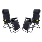 Reclining Beach Freeform Zero Gravity Lounger Bundle - Choice 507 - Rust-Resistant Aluminum Sand-Friendly Lounge Chair - Black