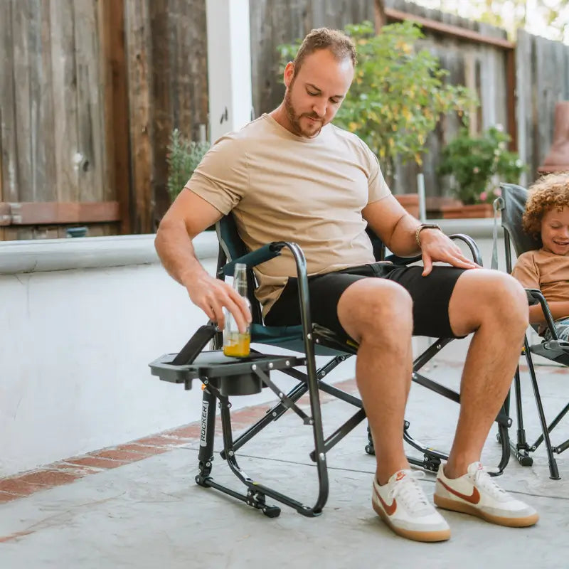 Smooth Motion Freestyle Rocker with Side Table - Choice 853 - RoadTrip Rocker Smooth Motion Camp Chair Detail